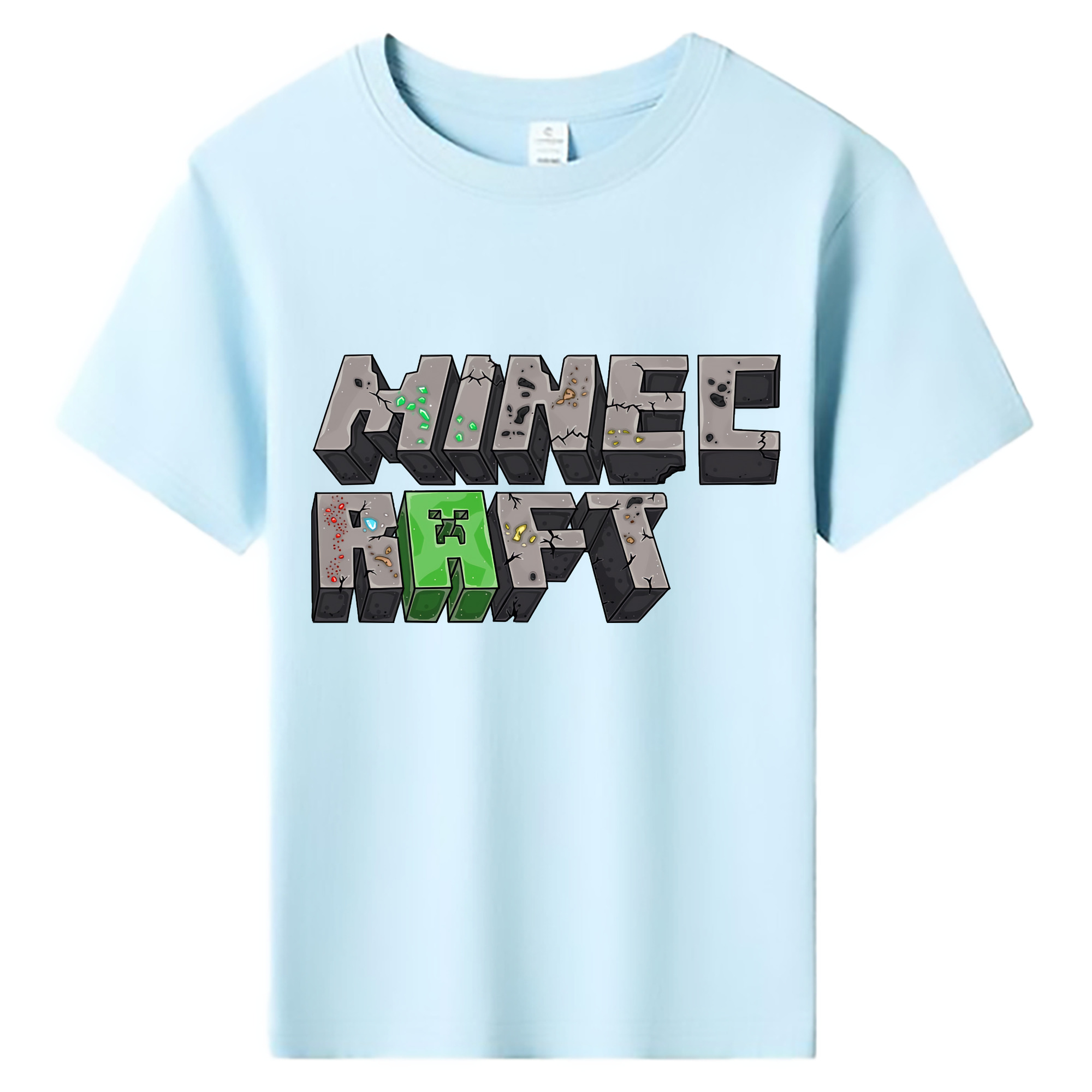 （画像用） マインクラフト ブロックの世界 Minecraft MC Block world 綿100％キッズTシャツ（フロントプリント）
